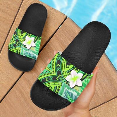 China CUSHIONING Slippers Womens Slippers Colorful Tropical Hawaiian Polynesian Tribal Mens Beach Sandals Plumeria Flower Samoa Print Slippers for sale