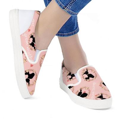 China Hot Selling Anti-slippery White Pink Women Pattern Loafers Mother Daughter Casual Flat Shoes Comfortable Low MOQ for sale