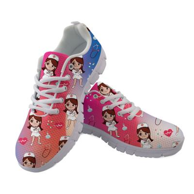 China Breathable Cute Print Female Breathable Nurse Sports Training Running Shoes For Girls Heightening Lightweight Sports Shoes for sale