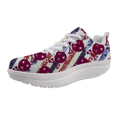 China Breathable Mass Customization Cute Ladies Wedges Platform Shoes Stepping Up Lightweight Girls Sneakers Wholesale Cartoon Floral Patterns for sale