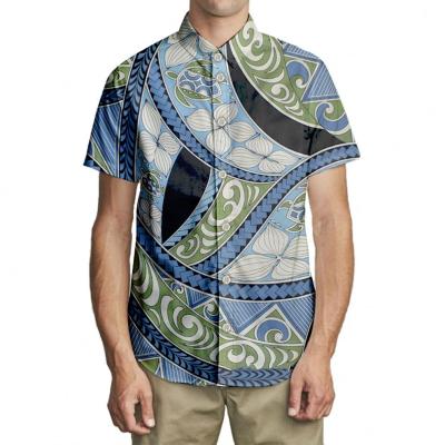 China Summer Breathable Men's Shirt Men's Custom Hot Traditional Tribal Hawaiian Style Printed Polynesian Tropical Top Shirt for sale