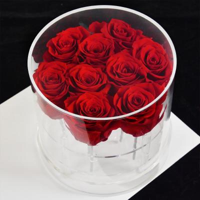 China Luxury Crystal Clear Square/Round/Rectangle Acrylic Rose Box Waterproof Acrylic Flower Jewelry Gift Box With Drawer 5-6cm/2.0~2.4in for sale