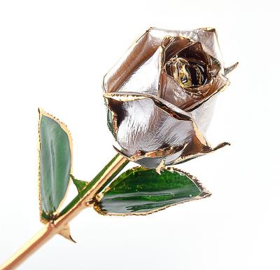 China Romantic Valentine's Day Real Rose Flower Dipped Gold Plated Rose Decorative Eternal Natural Flowers Real Gold Dipped Flower 24k Gold for sale