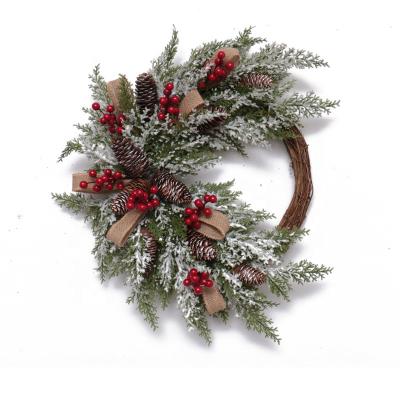 China Economic Holiday Custom Design Simple Flower Garlands Christmas Garlands Pine Wreath for sale