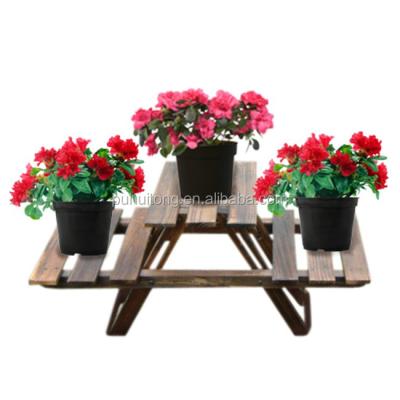 China Folding Wooden Flower Pot Shelf for sale