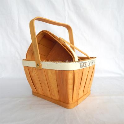 China Traditional Simple Wooden Garden Trugs with Wrap Around Handles---Set of 2 for sale