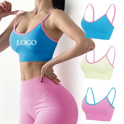 China 2021 Women Yoga Sports Bra 2021 Backless Seamless Logo Seamless Candy Color Backless Running Underwear Custom Women QUICK DRY for sale