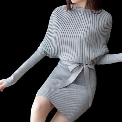 China Anti-pilling anti-pilling new winter women's clothing slimming mid pullover length sweater knitting long sleeve dress for sale