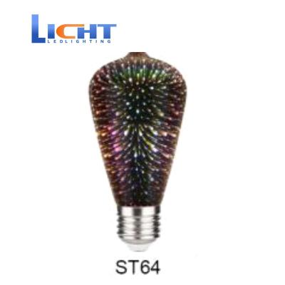 China New Hotel Style 3D Colorful Decorative LED Light Bulb 4W ST64 G80 G125 Diameter Wave Shape Filament Vintage Light Bulb for sale