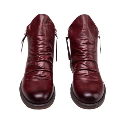 China Large size fashion trend double side zipper non-slip unique men's boots men's leather boots 48 tassel boots men's shoes for sale