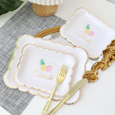 China Direct use Birthday Decoration Party paper tray holiday party supplies rectangular tray fruit tray disposable party tableware for sale