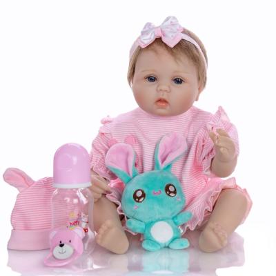 China Doll Limbs is Hot Selling Active 17 Inch Newborn Girl Dolls Lovely Silicone Cloth Doll Soft Body Reborn Babies For Kid Birthday Christmas Gifts Present for sale