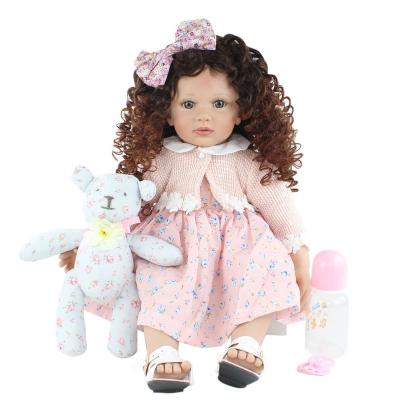 China Doll Limbs Is New Design Active 60cm Soft Silicone Reborn Toddler Doll Toys For Girl Curly Hair Princess Baby Kids Birthday Gift Game Room Toy for sale