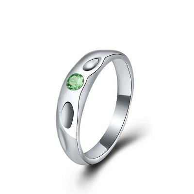 China Wholesale TRENDY Fashion Jewelry Inlay Round Olive Green Zircon Woman Mens Jewelry 925 Silver Rings for sale