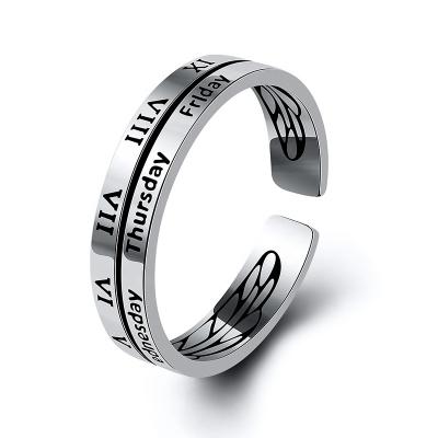 China CLASSIC New Fashion Sterling Silver 925 Jewelry Simple Roman Numeral Alphabet Rings For Women Jewelry for sale