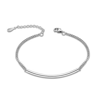 China Vintage Fashion Minimalist Sterling Silver Jewelery Smile Pendant Bracelet Women for sale