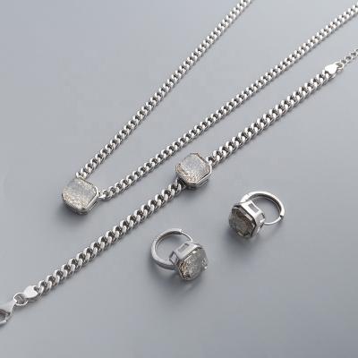 China Personality Punk Jewelry Sets Sterling Silver Necklace Bracelet Earring Gift Sets For Men And Women for sale