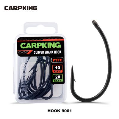 China High Carbon Steel CK9001 Carpking PTFE Coating 10pcs Hook Shape High Carbon Steel Aggressive Hook Barb Fishing Tackle Carp Fishing Hooks for sale