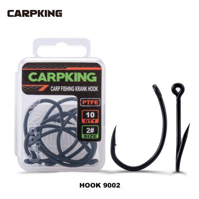 China High Carbon Steel CK9002 CARPKING PTFE Coating Hooks 10pcs High Carbon Stainless Steel Barbed Carp Fishing Curve Leg Hook for sale