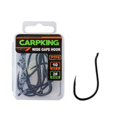 China CK9003 CARPKING High Carbon Steel Carp Hooks PTFE Coating 10PCS High Carbon Steel Carp Fishing Barb Hook Sharp Antirust Fishing Tackle Accessories for sale