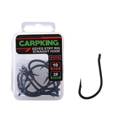 China CK9005 High Carbon Steel CARPKING 10PCS PTFE Coating Stainless Steel Leg Barbed Barbed Hook With Rotated Eye Carp Hook for sale