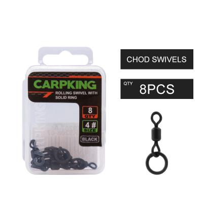 China CK9208 8PCS Stainless Steel Link Ring Matt Black Micro Hook Ring with Bearing Swivel Tackle Carp Fishing Swivels Quick Change Ring Swivels for sale