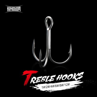 China Outdoor Fishing Activity KINGDOM Fish Hook High Quality 9650 Carbon Steel Hot Selling Black Red Cool Saltwater Treble Hooks 3x Fishhook for sale