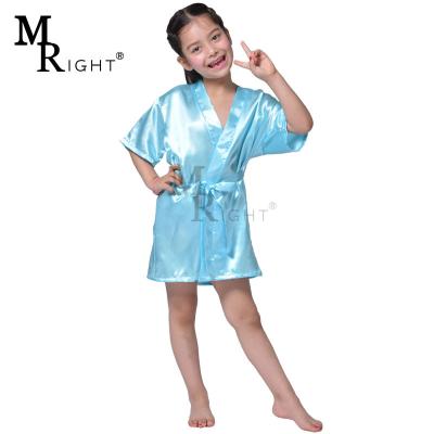 China Children's Silk Wedding Bridesmaids Kimono Long Robes Breathable Satin Bathrobe Nightgown Solid Color for sale