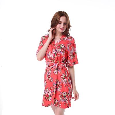 China Floral Bride Long Robe Cotton Breathable Pregnancy Nightgown Wedding Pattern Short Cotton 2018 New Design Women And Bridesmaids Kimono for sale