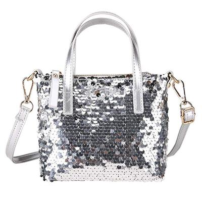 China Fashion Sequin Shoulder Bag Sequins Cross - Body Bag Glitter Tote Bags Girls Hit Color Small Glitter Handbags for sale