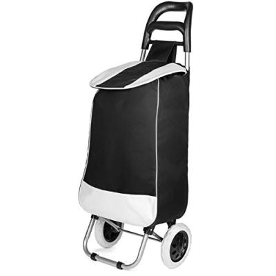 China Fashionable Lightweight Wheeled Shopping Trolley Bag Heavy Duty Folding Rolling Cart Black Or Brown for sale