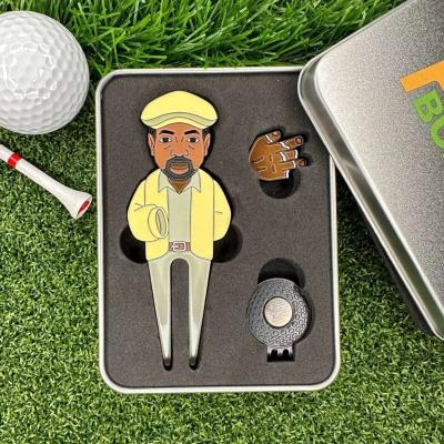 China High Quality Golf Club Digging Tool Ball Magnetic Black Marker Set Cartoon Digging Repair Tool Metal Golf Digging Tools Custom Made for sale