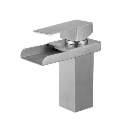 China Single Lever Waterfall Waterfall Faucets Stainless Steel Hot And Cold Metered Sink Mixer Taps Bathroom Basin Faucet for sale