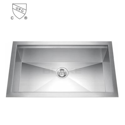 China Without Faucet American Topmount Stainless Steel Handmade Single Bowl Large Square Corner Kitchen Sink for sale