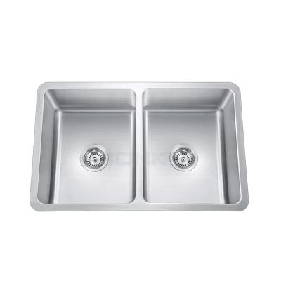 China KUD3319N Without Faucet Undermount Stainless Steel Double Bowl Kitchen Sink for sale