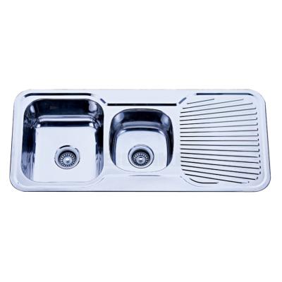 China KID13848 Without Faucet Kitchen Sink Stainless Steel With Two Drain Tips for sale