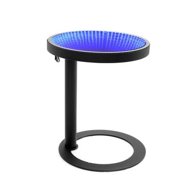 China Hot Selling Modern Design Multicolor LED Radio Light Circular Led Table Living Room Furniture Coffee Table Metal Iron 48*48*58CM for sale