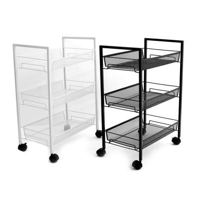 China Competitive Price Metal Three Layer Metal Storage Device Detachable Rack Rolling Trolley for sale