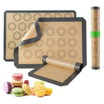 China Viable Thermal BPA Free Pastry Accessories Non-Stick Resistance Macarron 40X30cm Silicon Baking Mat Set Of 5 for sale