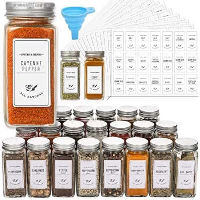 China Square Clear 4oz Mini Glass Spice Jars Spice Bottles Container Durable Cheap Viable Metal Lid Spice Bottles for sale