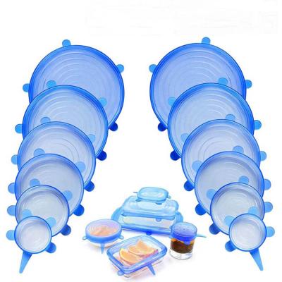 China Non Spill Different Sizes Circle Food Storage Cover Reusable Silicone Lids Set Clear Stretch Lids for sale