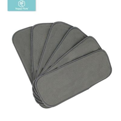 China Happyflute Reusable 4 Layers Baby Bamboo Charcoal Diaper Insert Large Absorbent Baby Cloth Diaper Insert Liners for sale