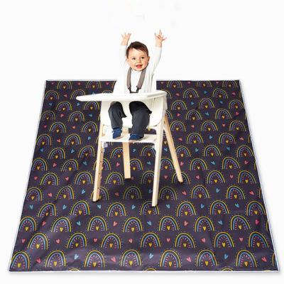 China Happyflute waterproof baby high chair splat mat washable easy clean messy mat reusable floor mat with anti-slip for sale