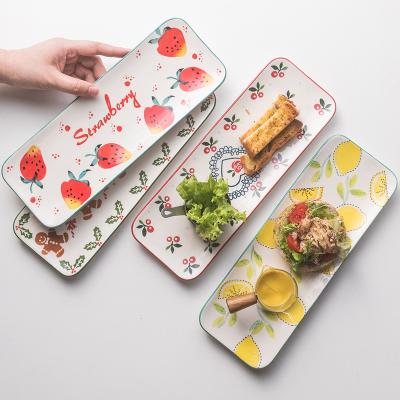 China Disposable Lemon Cherry Patterns Household Ceramic Sushi Dishes for sale