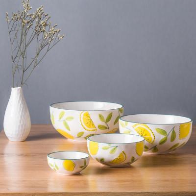 China Hand Painting Disposable Decorative Cute Lemon Ceramic Bowl, Rice Bowl For Christmas Gift for sale