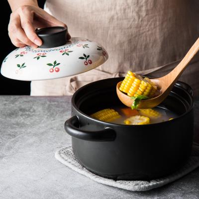 China Cherry Ceramic Ceramic Casserole Set Of Kitchenware Ceramic Casserole for sale