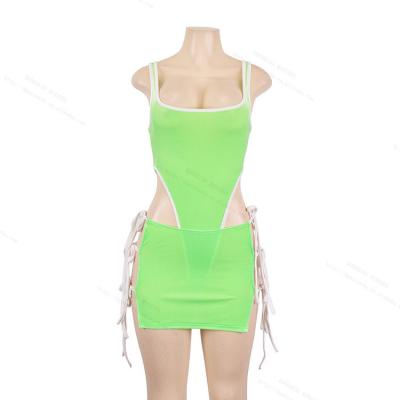 China Sexy QUICK DRY Women's Sleeveless One Piece One Piece Jumpsuit and Mini Skirt Velvet Two Piece Sets Clothing for sale