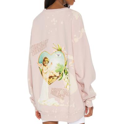 China 2021Winter Anti-wrinkle women's fashionable top long sleeve vintage printing oversized crew neck pullover sweatshirt for ladies for sale