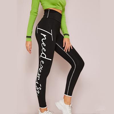 China High Contrast Dot Slogan Antibacterial Custom Printing Graphic Fitness Leggings For Women for sale