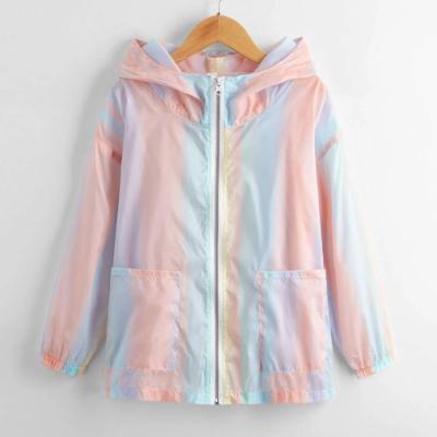 China QUICK DRY Custom Women Zip Up Ombre Dyeing Hooded Anorak Sports Jacket for sale